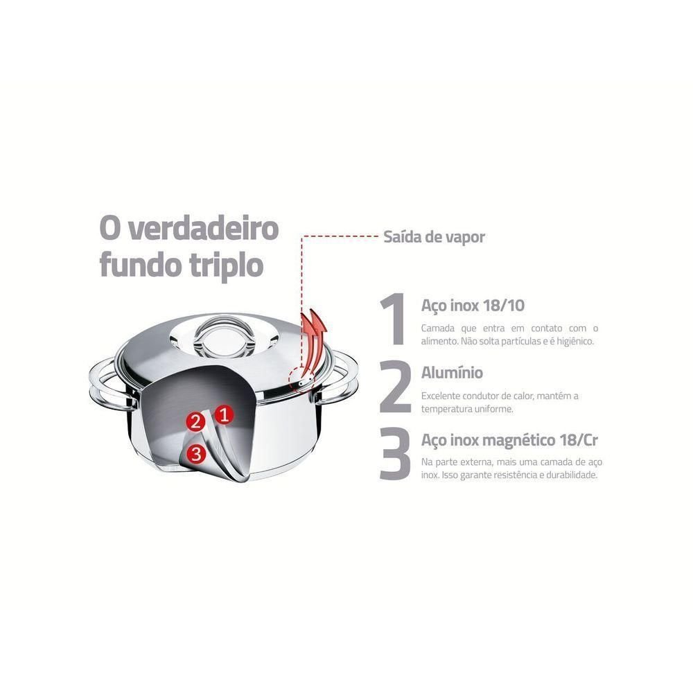 Caçarola Tramontina Solar Rasa com Tampa e Alças 24 Cm 4,7 L - 2
