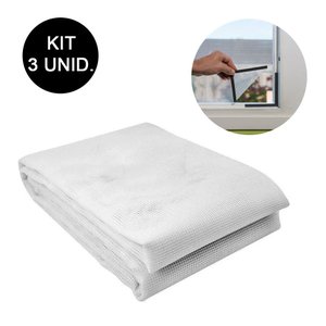 Tela Cortina Mosquiteiro Kit 3 Uni Dengue Magnetico Janela Facil Instalação 150x180