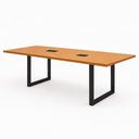 Ver imagem 3 de Mesa Reunião Industrial 2,50m x 90cm 100% MDF com 2 Caixas de Tomadas Pés Metal F5 Office