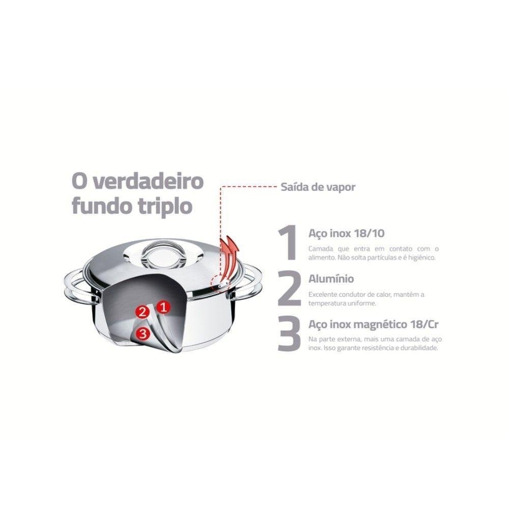 Jogo de Panelas 3 Peças + Chaleira Allegra em Aço Inox Fundo Triplo Tramontina - 7