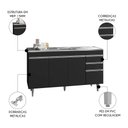 Ver imagem 3 de Balcão de Cozinha com Pia Inox 160cm 3 Gavetas Andréia Preto - Ajl Móveis