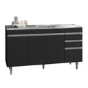 Ver imagem 2 de Balcão de Cozinha com Pia Inox 160cm 3 Gavetas Andréia Preto - Ajl Móveis