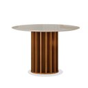 Ver imagem 4 de Mesa de Jantar Flora 108x108 com Vidro Base Ripado Cinamomo Off-white com Kit 4 Cadeiras Flora Linho