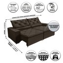 Ver imagem 3 de Sofá Monaco Retratil e Reclinavel 2,92 Mts Suede Café Sd Estofados