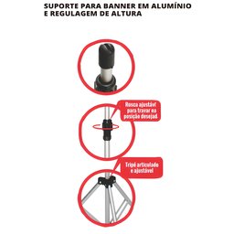Suporte para Porta Banner 1,80m Pedestal Tripé - 2