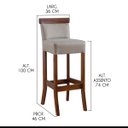 Ver imagem 4 de Kit 5 Banquetas Alta com Encosto Estofado Diamantina em Madeira Maciça Imbuia Linho Bege M58 Rmi