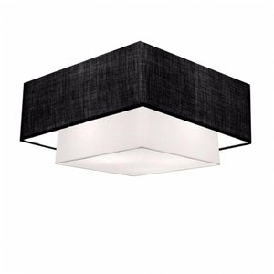 Plafon Quadrado Sl-3018 Cúpula Preto Branco