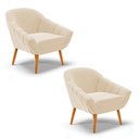 Ver imagem 1 de Kit 2 Poltronas Giovana Suede Bege Pés Palito Castanho D'Rossi