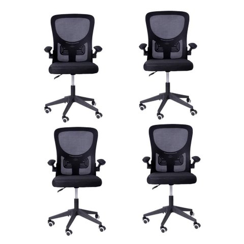 Kit 04 Cadeiras Escritório Rodizio Office Bytes Preto
