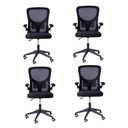 Ver imagem 1 de Kit 04 Cadeiras Escritório Rodizio Office Bytes Preto