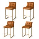 Ver imagem 2 de Banqueta Cozinha Alta com Encosto Industrial Kit 4 Champanhe Lirina Pu C05 - D’Rossi