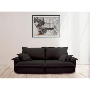 Sofá Paris 2.60m Retrátil e Reclinável Super Pillow -preto