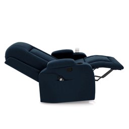 Poltrona do Papai Reclinável Giratória e Balanço Sala de Cinema Crihs com Massagem e Aquecimento Veludo Azul G23 - Gran Belo - 5