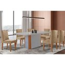 Ver imagem 1 de Conjunto: Mesa Sala Jantar Pietã¡ Curvo 180cm + 6 Cadeiras Dafne Madeira Naturale/off White -