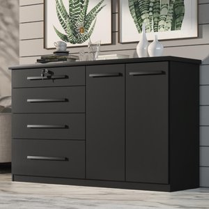 Comoda Mariah 4 Gavetas 2 Portas com Chave Onix