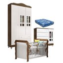 Ver imagem 1 de Quarto de Bebê Ariel 3P Berço Lara Branco Acetinado Amadeirado com Colchão – Carolina