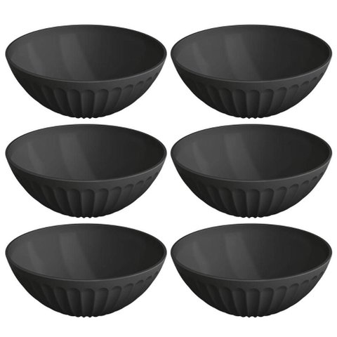 Kit 6 Saladeiras Tigelas 1,5l Pretas Plásticas Sobremesa Restaurante Buffet Uz