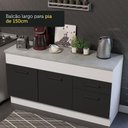 Ver imagem 6 de Balcão de Pia Cozinha 150 cm 2 Portas e 2 Gavetas (Com Tampo) Branco/Preto Agata Madesa