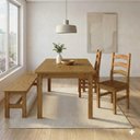 Ver imagem 1 de Conjunto Sala de Jantar Mesa 160cm 2 Cadeiras e 1 Banco Madeira Maciça Ventimiglia Yescasa Marrom/Nogueira