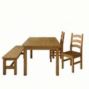 Ver imagem 2 de Conjunto Sala de Jantar Mesa 160cm 2 Cadeiras e 1 Banco Madeira Maciça Ventimiglia Yescasa Marrom/Nogueira