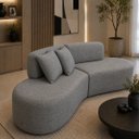 Ver imagem 1 de Sofá Curvo Orgânico Virginia 300cm Luxo Sala Linho: Cinza