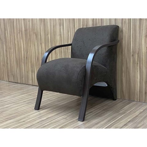 Poltrona 1 Lugar Braço Madeira Suede Marrom 603 México