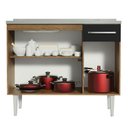 Ver imagem 5 de Balcão Gabinete com Pia Armário de Cozinha 3 Portas e 1 Gaveta 105cm Rustic/Preto Emilly Madesa