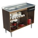 Ver imagem 7 de Balcão Gabinete com Pia Armário de Cozinha 3 Portas e 1 Gaveta 105cm Rustic/Preto Emilly Madesa
