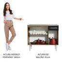 Ver imagem 6 de Balcão Gabinete com Pia Armário de Cozinha 3 Portas e 1 Gaveta 105cm Rustic/Preto Emilly Madesa