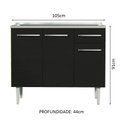 Ver imagem 3 de Balcão Gabinete com Pia Armário de Cozinha 3 Portas e 1 Gaveta 105cm Rustic/Preto Emilly Madesa