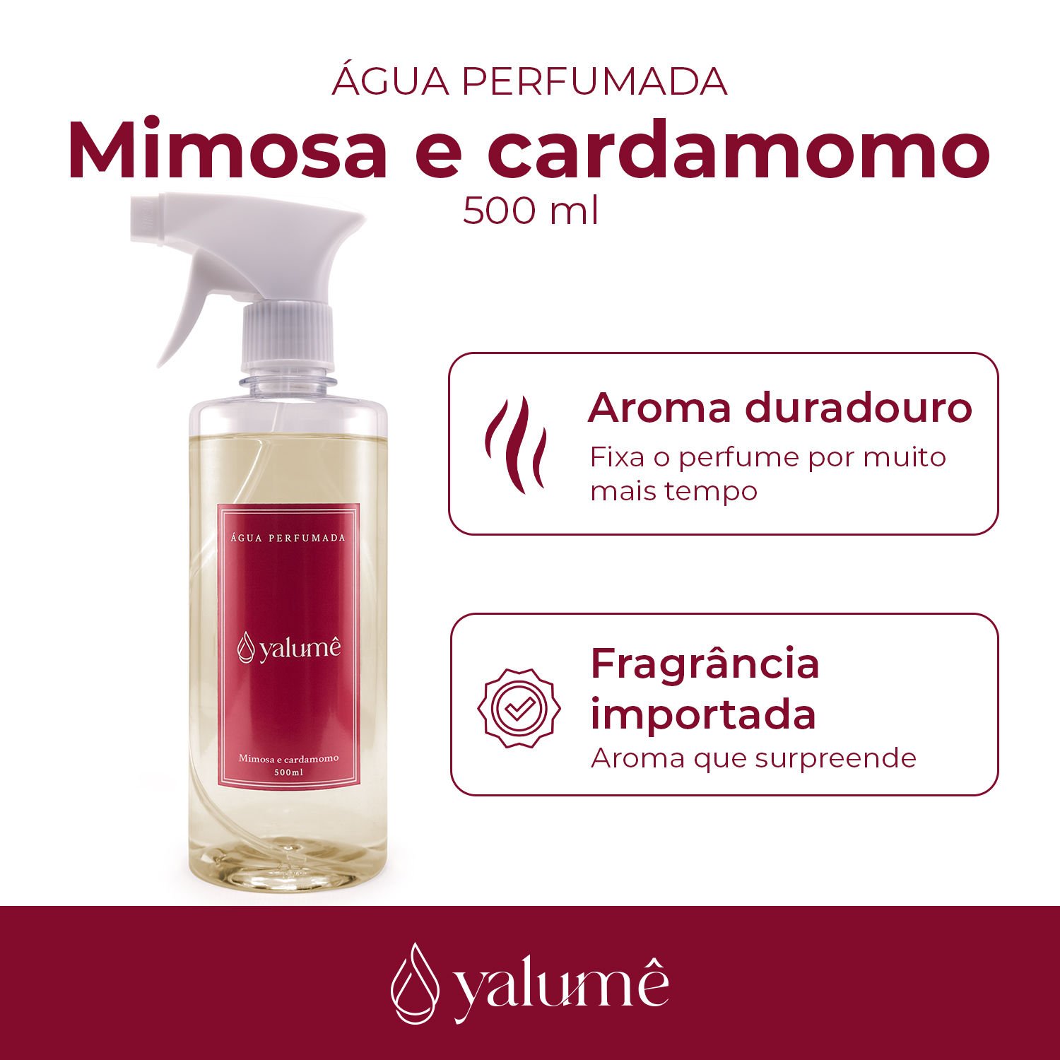 Água Perfumada Mimosa e Cardamomo 500ml - Yalumê - Água de Lençóis, Perfume para Roupas - 2