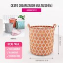 Ver imagem 2 de Cesto para Roupa Suja/ Brinquedos Tecido (m) - Linha Loft Laranja