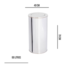 Lixeira em Aço Inox 88l Basculante Redonda 40x70 - 3