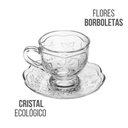 Ver imagem 3 de Xícarasde Chá Café com Pires Cristal Ecológico New Butterfly Flores Borboletas 180ml Lyor