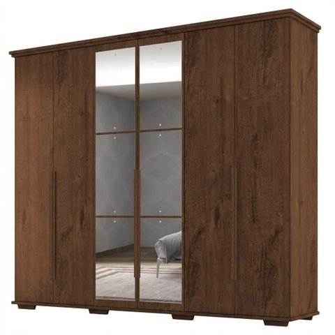 Guarda Roupa Casal 6 Portas com Espelho Rest 273 cm Jacaranda Zanz