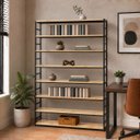 Ver imagem 2 de Estante Multiuso Organizador Livreiro Estilo Industrial 180x120 Preto Natural