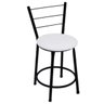 Banqueta Baixa Preta com Encosto para Cozinha Assento Branco - 1