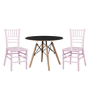 Ver imagem 1 de Conjunto Infantil Mesa Eames Preta 60cm com 2 Cadeiras Tiffany Rosa Polipropileno Brinquedoteca