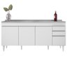 Balcão Gabinete Com Pia 180cm Dallas Branco - Lumil Lumil Móveis - 7