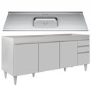 Ver imagem 2 de Balcão Gabinete Com Pia 180cm Dallas Branco - Lumil Lumil Móveis