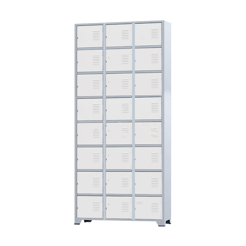 Armário Roupeiro de Aço 24 Portas para Vestiário Academia Locker Branco com Chave