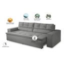 Ver imagem 2 de Sofá Retrátil e Reclinável 3 Lugares com Molas 2,00m Veneza Suede Cinza Mirra Decor