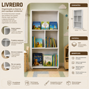 Ver imagem 3 de Estante Livreiro Infantil com Nichos Branco Organizador de Livros em MDP para Quarto