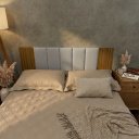 Ver imagem 4 de Kit Cabeceira Modular Autocolante + Painel Ripado em Mdf para Cama de Casal