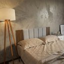 Ver imagem 3 de Kit Cabeceira Modular Autocolante + Painel Ripado em Mdf para Cama de Casal