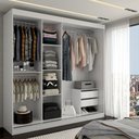 Ver imagem 2 de Guarda-roupa Casal Kate 3 Portas 2 Gavetas com Espelho Branco - Panorama Móveis