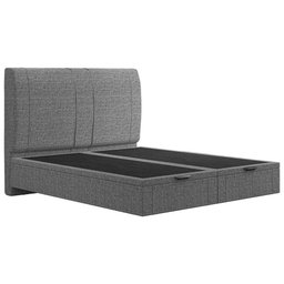 Cama King Flutuante Baú Cabeceira 195cm Fly S05 Linho Cinza - Mpozenato - 1