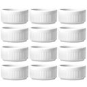 Ver imagem 1 de Jogo 12 Ramekins Molheiras de Porcelana 85ml Branco Canelado Pequeno Germer