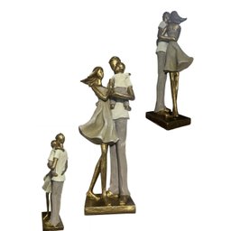Escultura Familia Decorativa em Resina Pai Mãe e Filho - 10