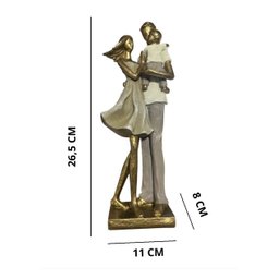 Escultura Familia Decorativa em Resina Pai Mãe e Filho - 2